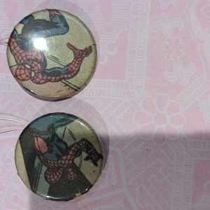 Pins made from vintage Spider-Man comics